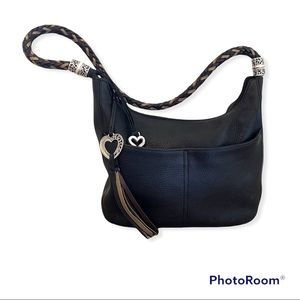 Brighton Black Leather Barbados Hobo Bag